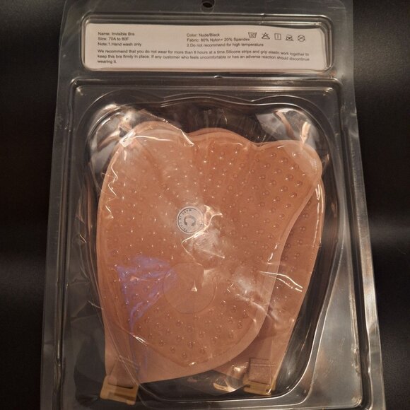 Outry Invisible Strapless Bra Women Nude C Cup Silicone Sticky Support Reusable - Picture 2 of 6